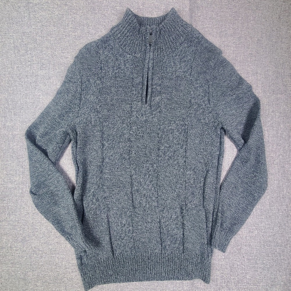 Method Sweater Mens 1/4 Zip Sweater Gray Medium Long Sleeve